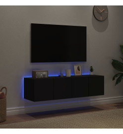 Meubles TV muraux avec lumières LED 2 pcs noir 60x35x31 cm