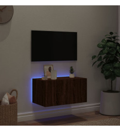 Meuble TV mural avec lumières LED chêne marron 60x35x31 cm