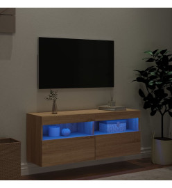 Meuble TV mural avec lumières LED chêne sonoma 100x30x40 cm