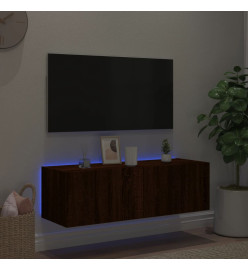 Meuble TV mural avec lumières LED chêne marron 100x35x31 cm