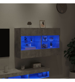 Meuble TV mural avec lumières LED gris béton 98,5x30x60,5 cm