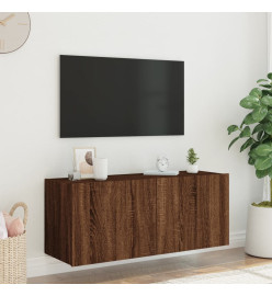 Meuble TV mural avec lumières LED chêne marron 100x35x41 cm