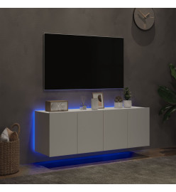 Meubles TV muraux avec lumières LED 2 pcs blanc 60x35x41 cm