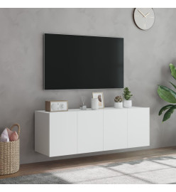 Meubles TV muraux avec lumières LED 2 pcs blanc 60x35x41 cm