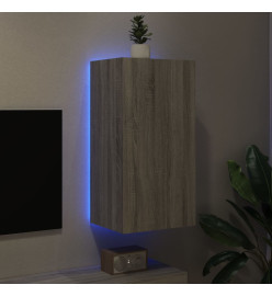 Meuble TV mural avec lumières LED sonoma gris 40,5x35x80 cm