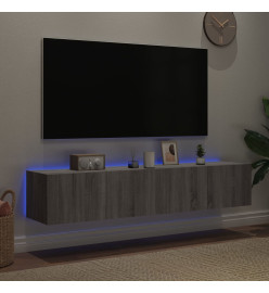 Meubles TV muraux et lumières LED 2pcs sonoma gris 80x35x31 cm