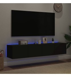 Meubles TV muraux avec lumières LED 2 pcs noir 80x35x31 cm