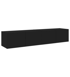 Meubles TV muraux avec lumières LED 2 pcs noir 80x35x31 cm