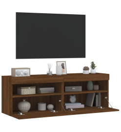 Meubles TV muraux lumières LED 2 pcs chêne marron 60x30x40 cm