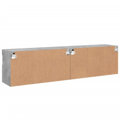 Meubles TV muraux et lumières LED 2pcs gris béton 80x30x40 cm