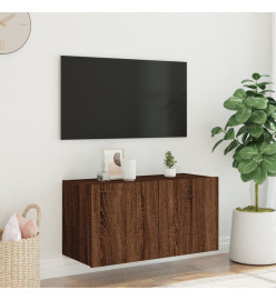 Meuble TV mural avec lumières LED chêne marron 80x35x41 cm