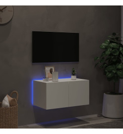 Meuble TV mural avec lumières LED blanc 60x35x31 cm