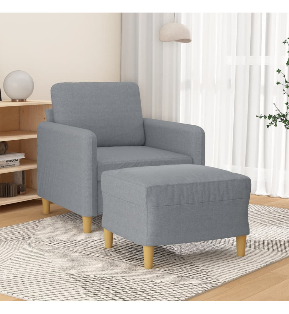 Fauteuil avec repose-pied Gris clair 60 cm Tissu