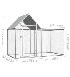 Poulailler 2 x 1 x 1,5 m Acier galvanisé