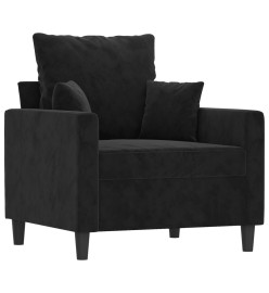 Fauteuil avec repose-pied Noir 60 cm Velours