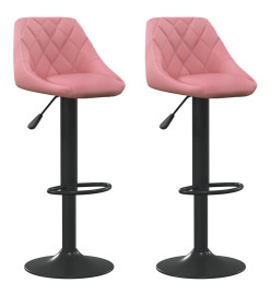 Tabourets de bar lot de 2 rose velours