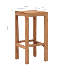 Tabourets de bar lot de 2 bois de teck massif