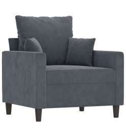 Fauteuil avec repose-pied Gris foncé 60 cm Velours