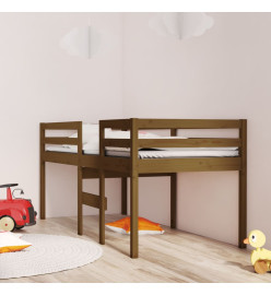Lit haut Marron miel 90x200 cm Bois de pin massif