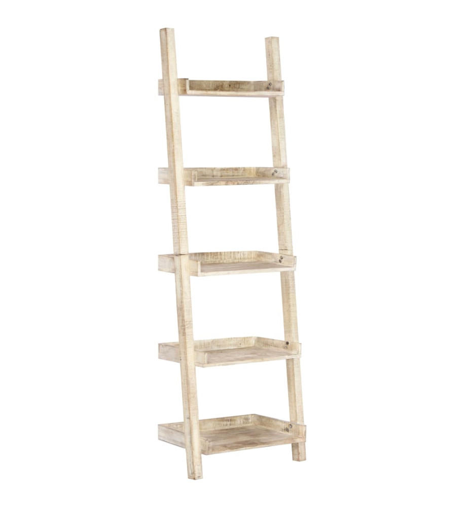 Étagère à échelle Blanc 75x37x205 cm Bois de manguier solide Étagère à échelle Blanc 75x37x205 cm Bois de manguier solide