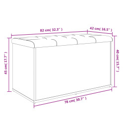 Banc de rangement noir 82x42x45 cm bois d'ingénierie