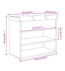 Banc à chaussures chêne sonoma 62x32x50 cm bois d'ingénierie