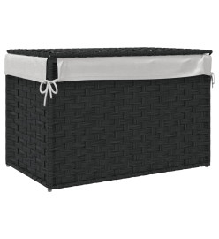 Panier à linge avec couvercle noir 55,5x35x34 cm résine tressée