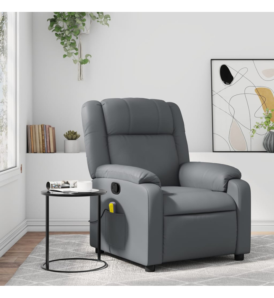 Fauteuil de massage inclinable Gris Similicuir