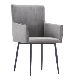 Chaises à manger avec accoudoirs lot de 2 gris velours