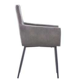 Chaises à manger avec accoudoirs lot de 2 gris velours