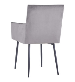 Chaises à manger avec accoudoirs lot de 2 gris velours