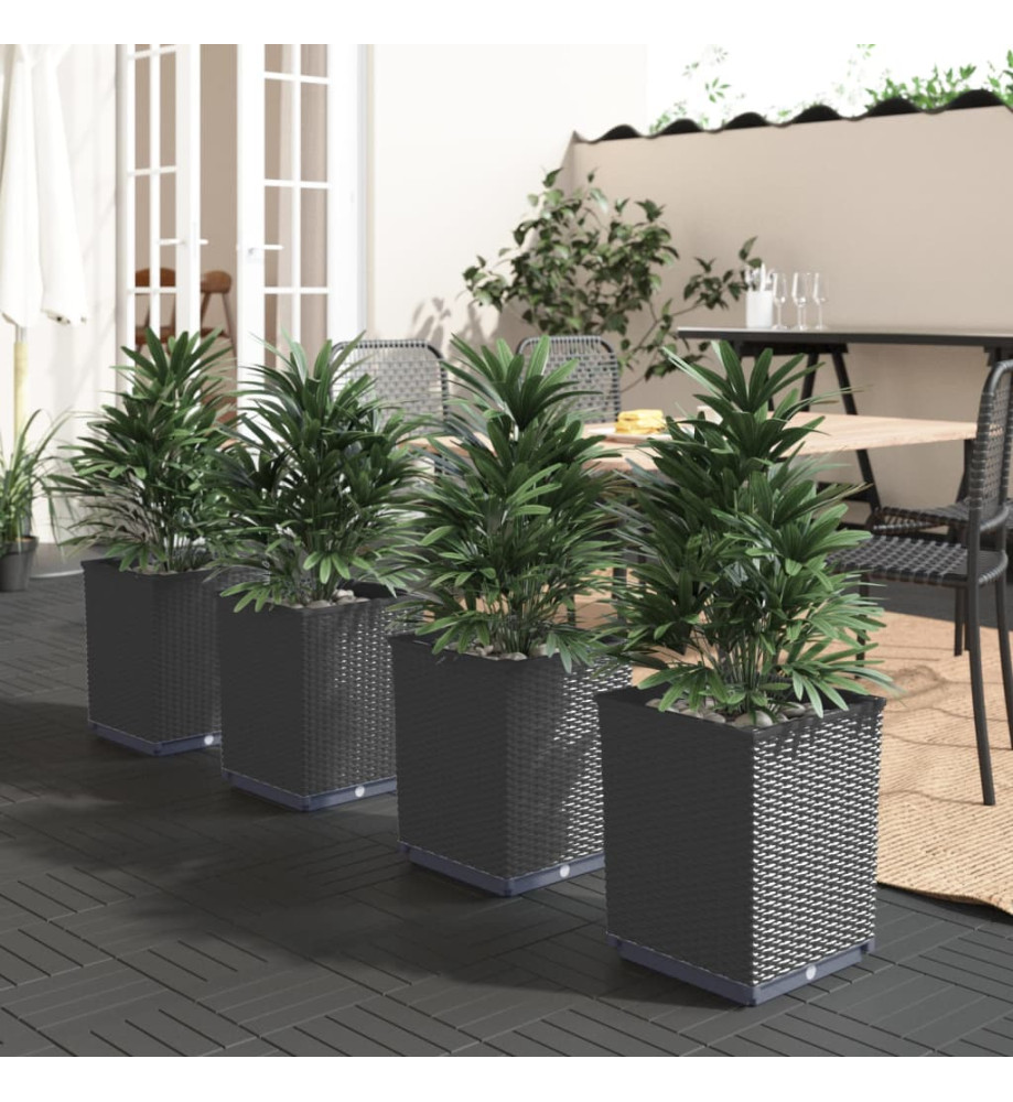 Jardinières 4 pcs noir 30x30x37 cm polypropylène