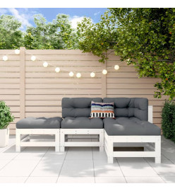 Salon de jardin 4 pcs blanc bois de pin massif