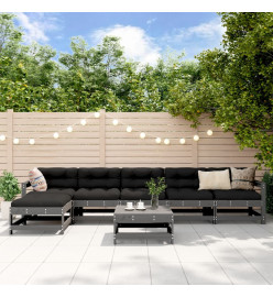 Salon de jardin 7 pcs Gris Bois de pin massif