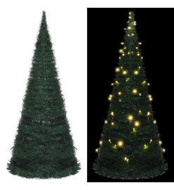 Sapin de Noël artificiel pré-éclairé avec guirlandes vert 210cm