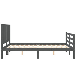 Cadre de lit avec tête de lit gris 160x200 cm bois massif