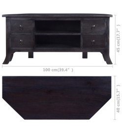 Meuble TV Café noir clair 100x40x45 cm Bois massif d'acajou