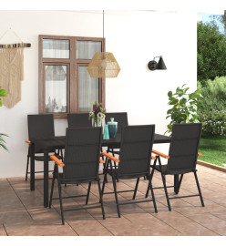 Ensemble de salle à manger de jardin 7 pcs Noir et marron
