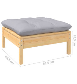 Salon de jardin 10 pcs avec coussins gris bois de pin