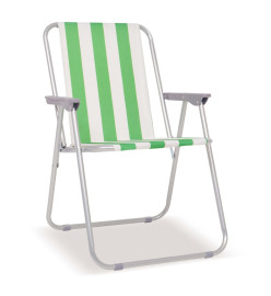 Chaise pliable de camping 2 pcs Vert et blanc Acier 52x62x75 cm