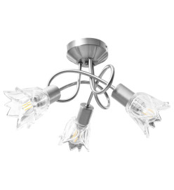 Plafonnier et abat-jour verre transparent 3 ampoules E14 Tulipe