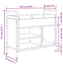 Banc à chaussures chêne sonoma 65,5x32x57,5cm bois d'ingénierie