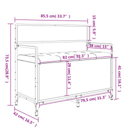 Banc de rangement chêne fumé 85,5x42x73,5 cm bois d'ingénierie