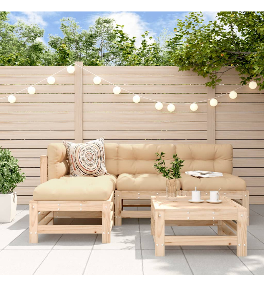 Salon de jardin 5 pcs bois massif de pin Salon de jardin 5 pcs bois massif de pin