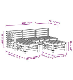 Salon de jardin 5 pcs bois massif de pin