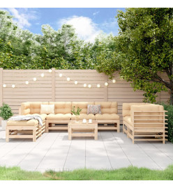 Salon de jardin 9 pcs Bois de pin massif