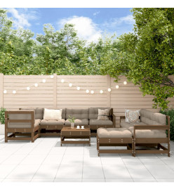 Salon de jardin 10 pcs Marron miel Bois de pin massif