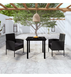 Ensemble de salle à manger de jardin 3 pcs Noir