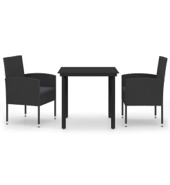 Ensemble de salle à manger de jardin 3 pcs Noir