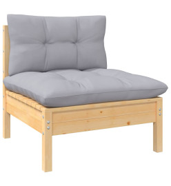 Salon de jardin 6 pcs avec coussins gris bois de pin massif